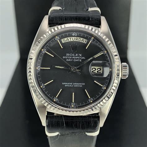 rolex 1803 white gold black dial|rolex 18k gold bracelet.